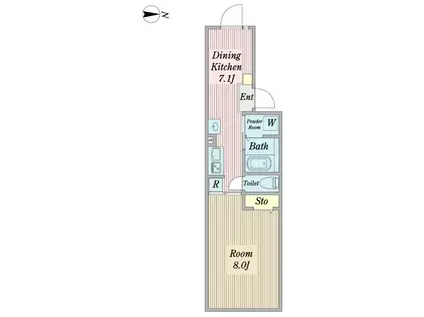 レジデンス千田(1DK/2階)の間取り写真