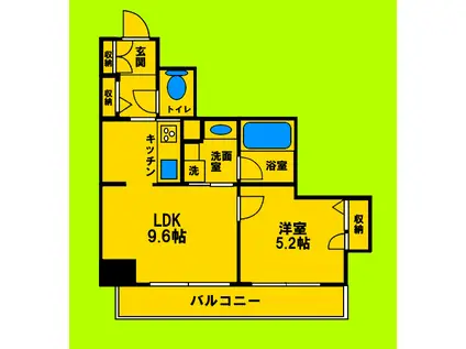 パルク ド ヴェールESAKA(1LDK/4階)の間取り写真