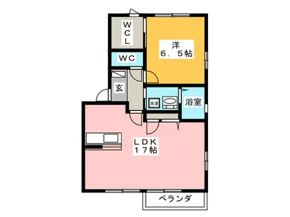 メゾン・クレール(1LDK/2階)の間取り写真