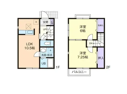 ユニゾン横倉 A(2LDK/1階)の間取り写真