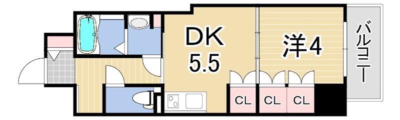 神戸元町NOAH(1DK/1階)の間取り写真