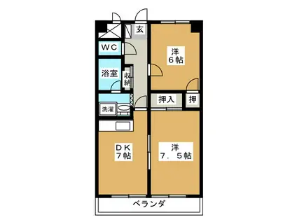 KDSマンション(2DK/2階)の間取り写真