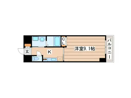 ウエストパーク支倉(1K/8階)の間取り写真