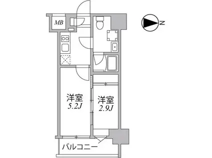 SYFORME住吉(2K/2階)の間取り写真