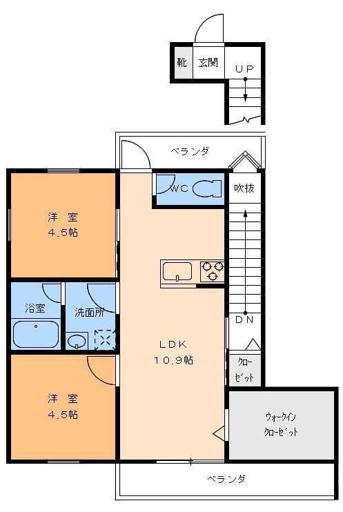 ACTY祇園(2LDK/2階)の間取り写真