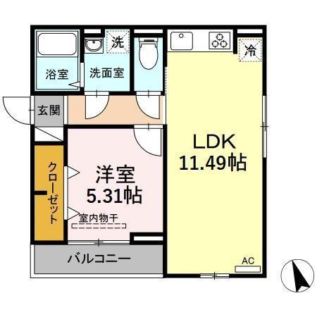 エクセリア南千住(1LDK/3階)の間取り写真