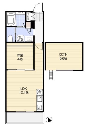 港北区篠原西町計画(1LDK/2階)の間取り写真