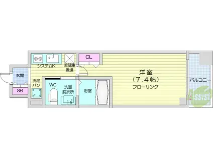 レジディア仙台上杉(1K/5階)の間取り写真