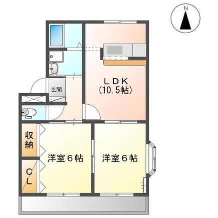 エヌビーハイツ(2LDK/2階)の間取り写真