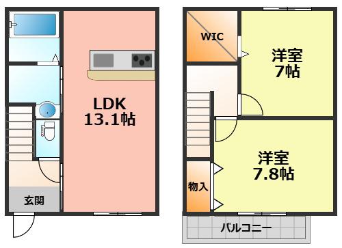 MAISONETTE LAND 込野 A(2LDK/1階)の間取り写真