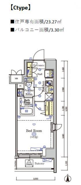 SHOKEN RESIDENCE川崎東門前III(1K/8階)の間取り写真