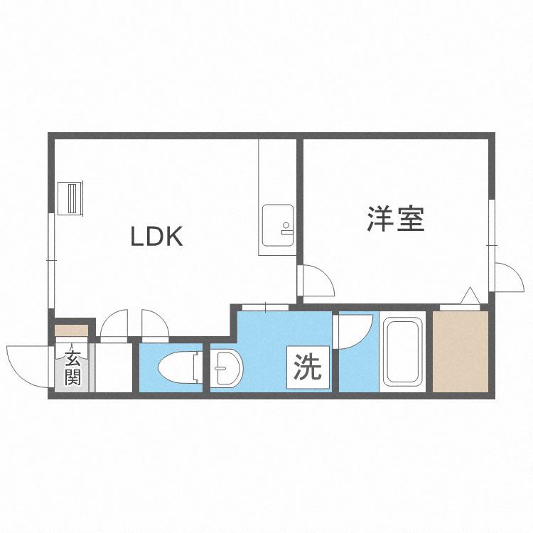 ユアーズI(1DK/2階)の間取り写真