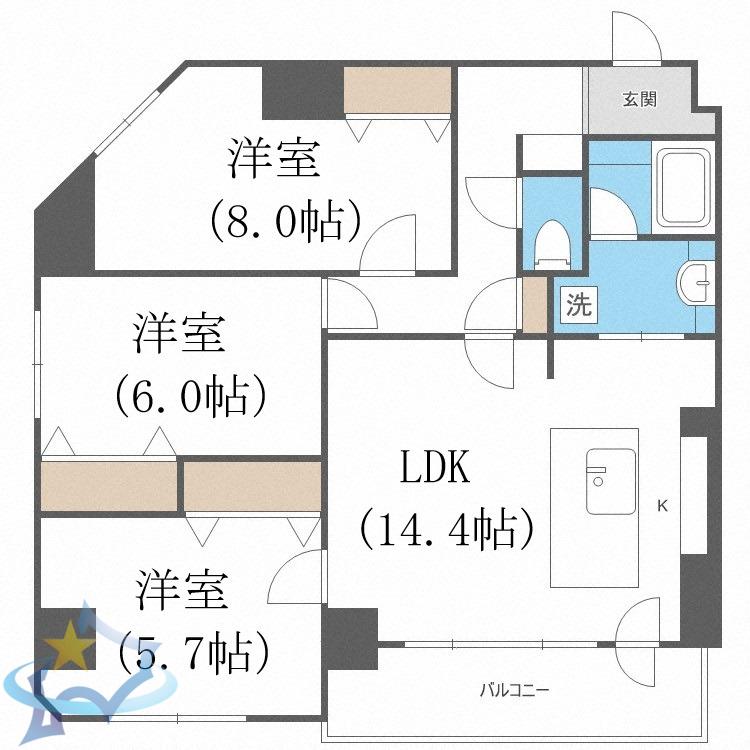 トミイビル宮の森NO77(3LDK/3階)の間取り写真