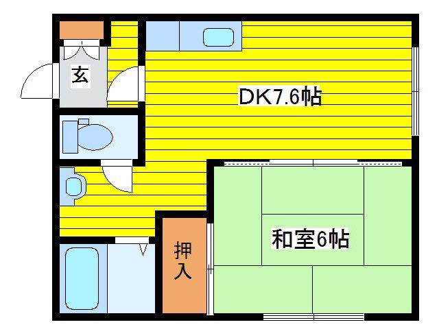 コーポちほ(1DK/2階)の間取り写真