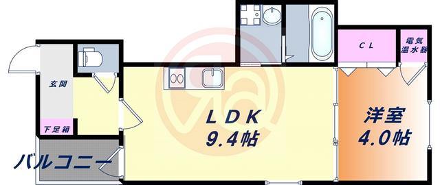 オルフェアメゾン清水丘弐番館(1LDK/3階)の間取り写真