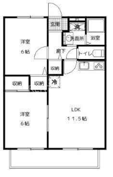 オレンジハイツA棟(2LDK/2階)の間取り写真