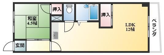 ミドービル(1LDK/6階)の間取り写真