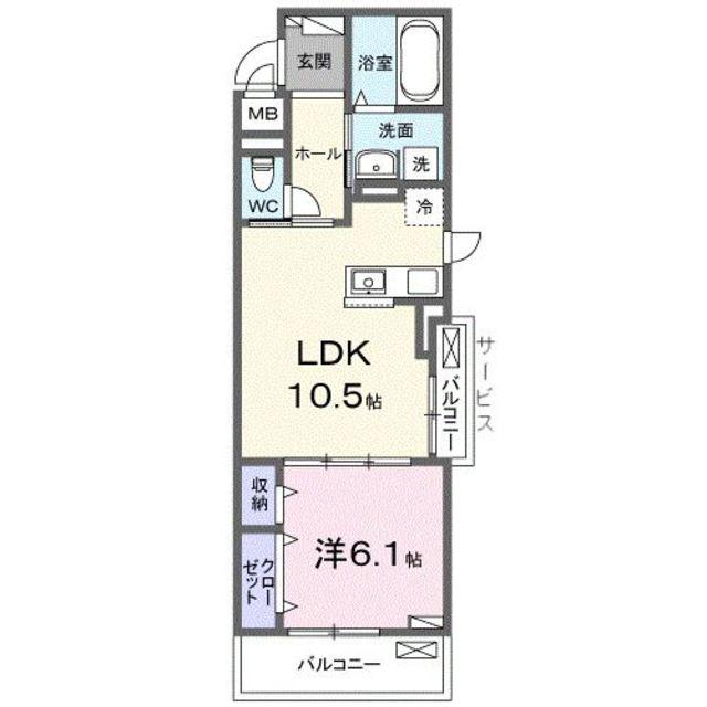ラピス飯能(1LDK/3階)の間取り写真