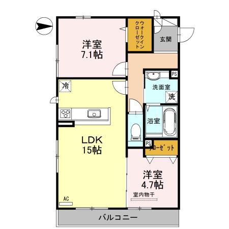 フローラ(2LDK/3階)の間取り写真