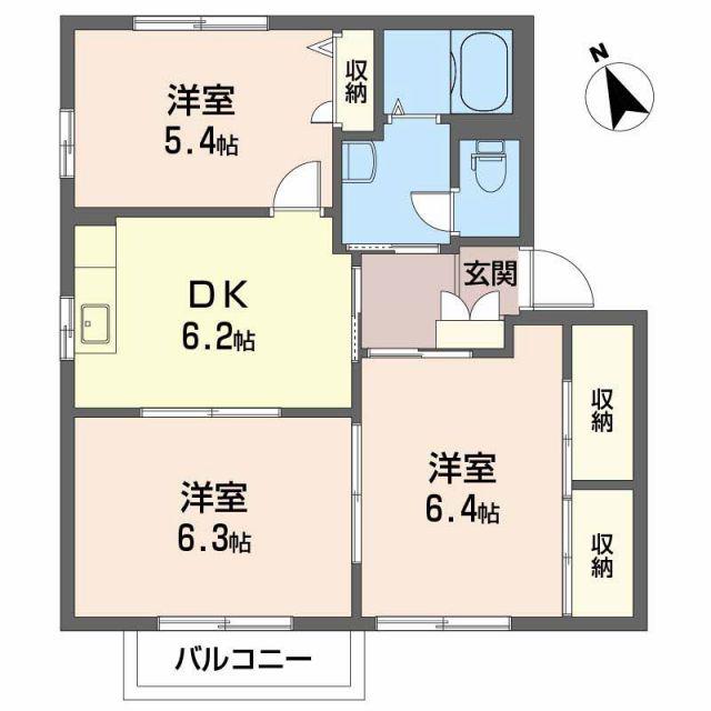 シャーメゾン宮崎(3DK/1階)の間取り写真