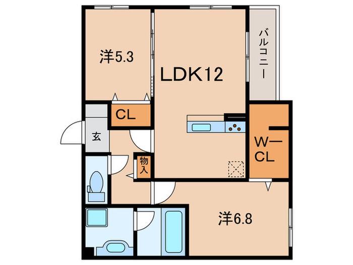 ラポール岡本(2LDK/2階)の間取り写真