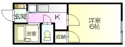 新君塚ハイツ(1K/2階)の間取り写真