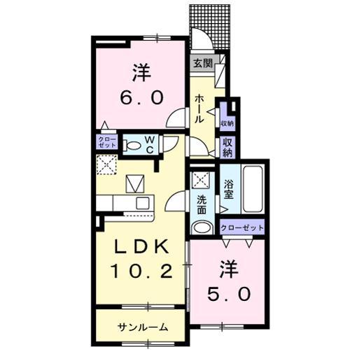グレース高坂 II(2LDK/1階)の間取り写真