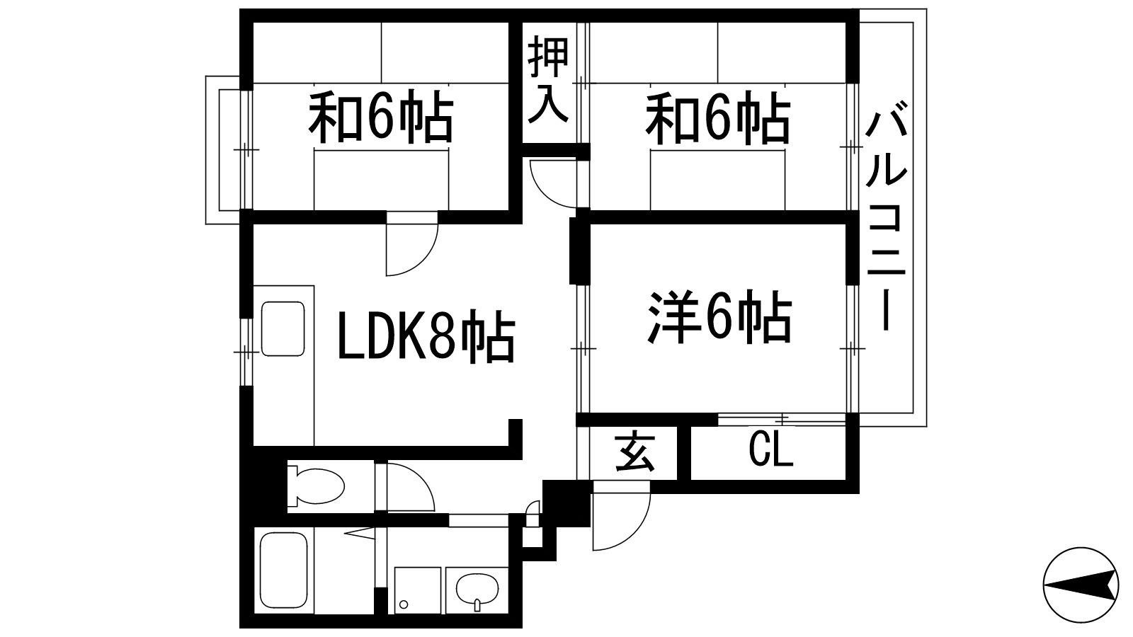 サンハイツ実穂(3LDK/3階)の間取り写真