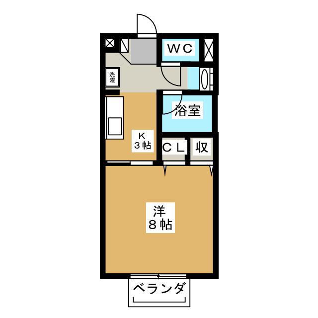 フェルテ K(1K/1階)の間取り写真
