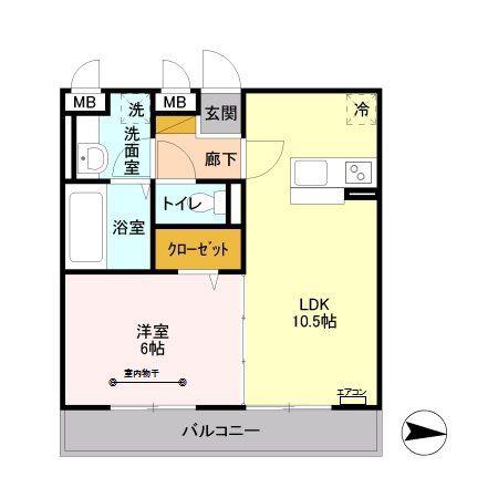 ノーザンレイクK(1LDK/2階)の間取り写真