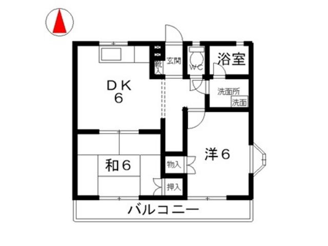 メゾン多々野(2DK/1階)の間取り写真