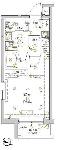 クレイシアIDZ学芸大学(1K/3階)の間取り写真
