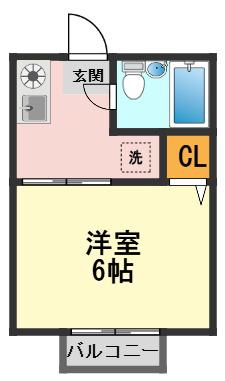 シティハイムサンフラワー(1K/2階)の間取り写真