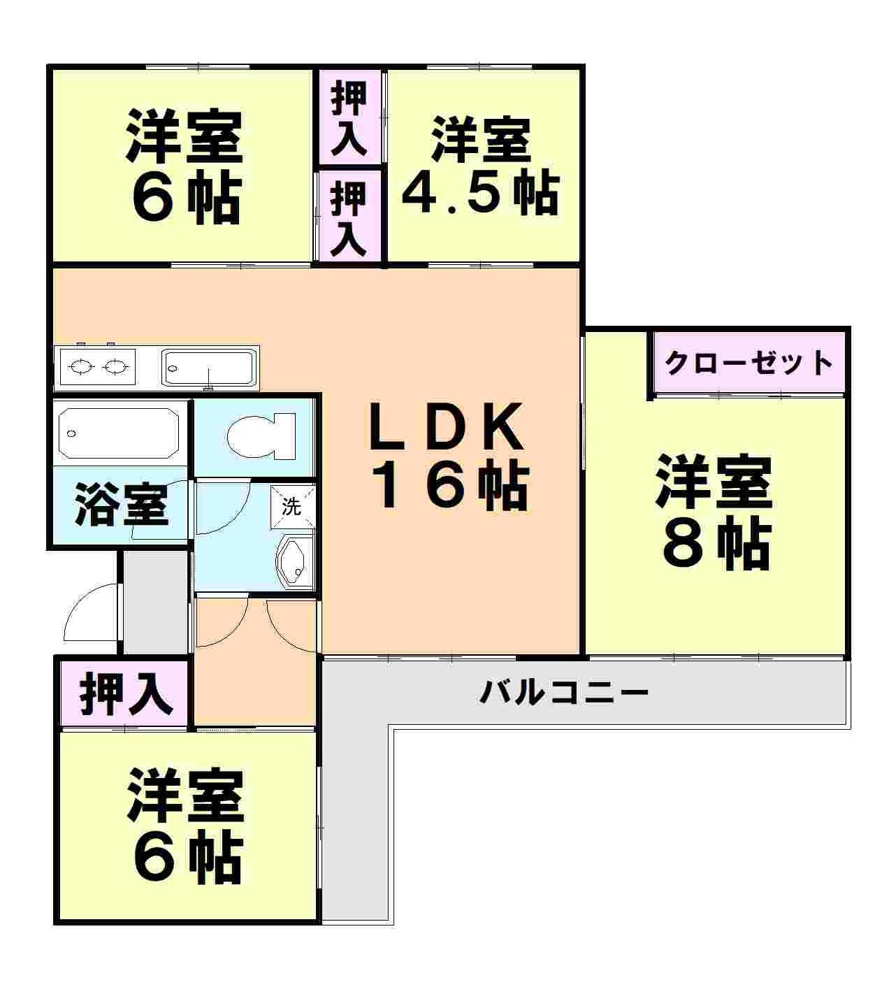 下月隈団地1(4LDK/2階)の間取り写真