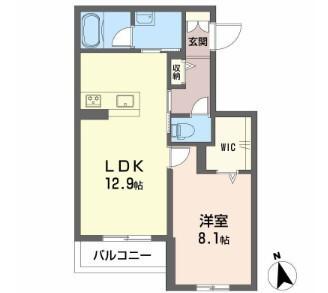 カーサ・ヴェルドール(1LDK/1階)の間取り写真