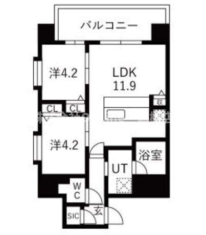 スプランディッド玉造(2LDK/8階)の間取り写真