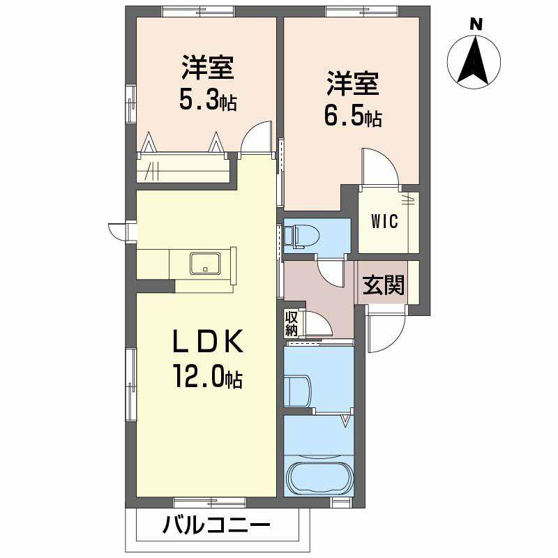 ファミーユ寿 B棟(2LDK/2階)の間取り写真