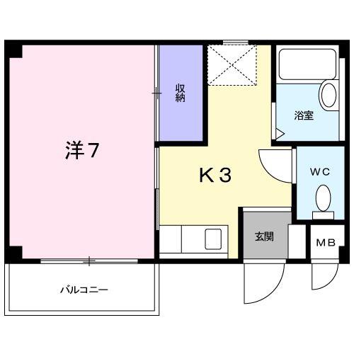 京阪本線 寝屋川市駅 徒歩26分 3階建 築29年(1K/3階)の間取り写真