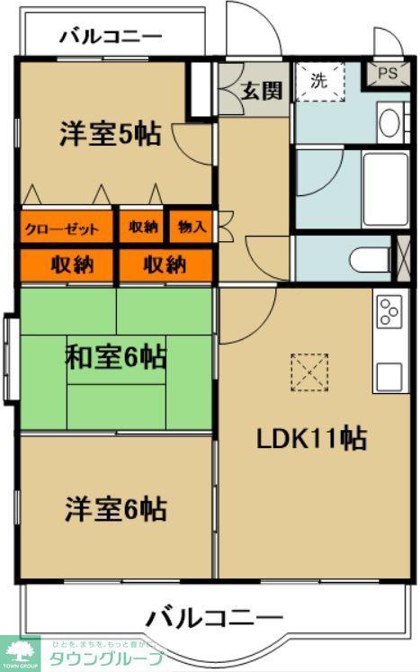 バルパレータワー(3LDK/2階)の間取り写真