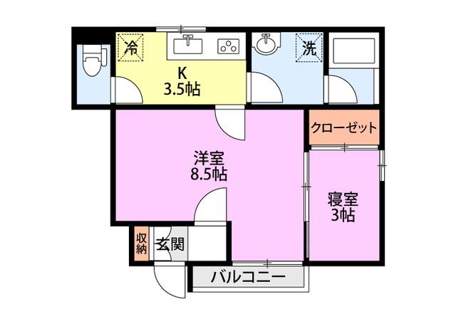 グレースコート B(2K/1階)の間取り写真
