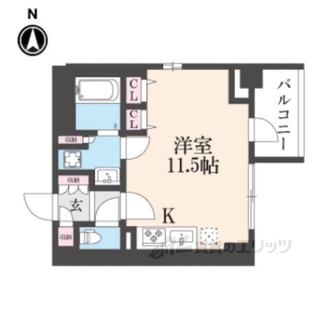 CALM姉小路通(ワンルーム/5階)の間取り写真