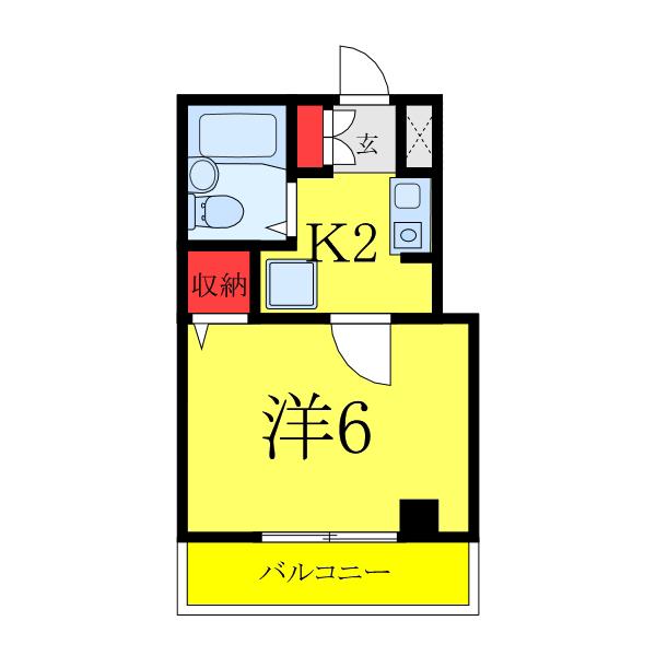 ハイクレストエビハラNO3(1K/2階)の間取り写真