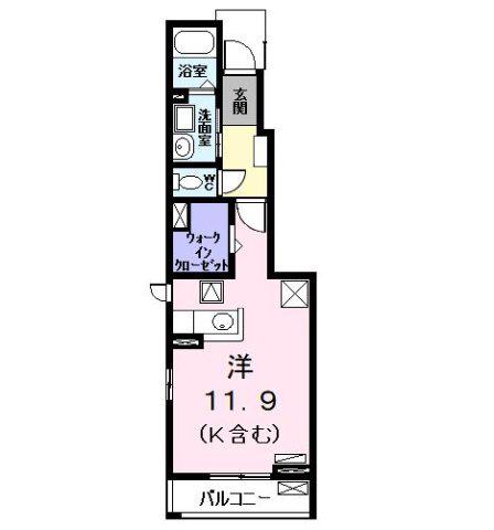 K.Nコンプレーション III(ワンルーム/1階)の間取り写真