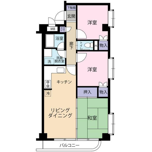 レスティー戸塚第1(3LDK/2階)の間取り写真