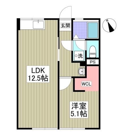 サンライフII(1LDK/1階)の間取り写真