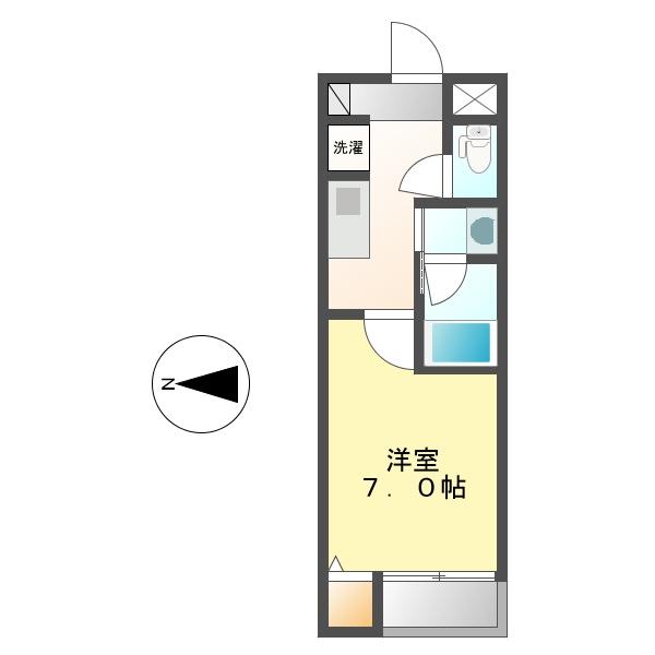 キューブ上小田井 B棟(1K/1階)の間取り写真
