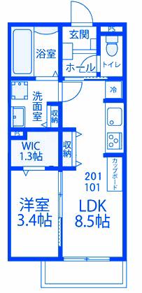 グーラテース(1LDK/2階)の間取り写真