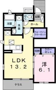 ラッフィナートC(1LDK/1階)の間取り写真