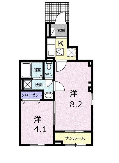 オランジュ・ウエスト(1SK/1階)の間取り写真