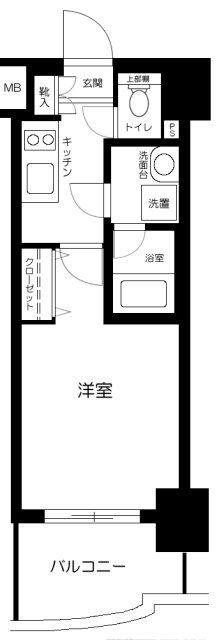 グリフィン川崎・西口参番館(1K/4階)の間取り写真